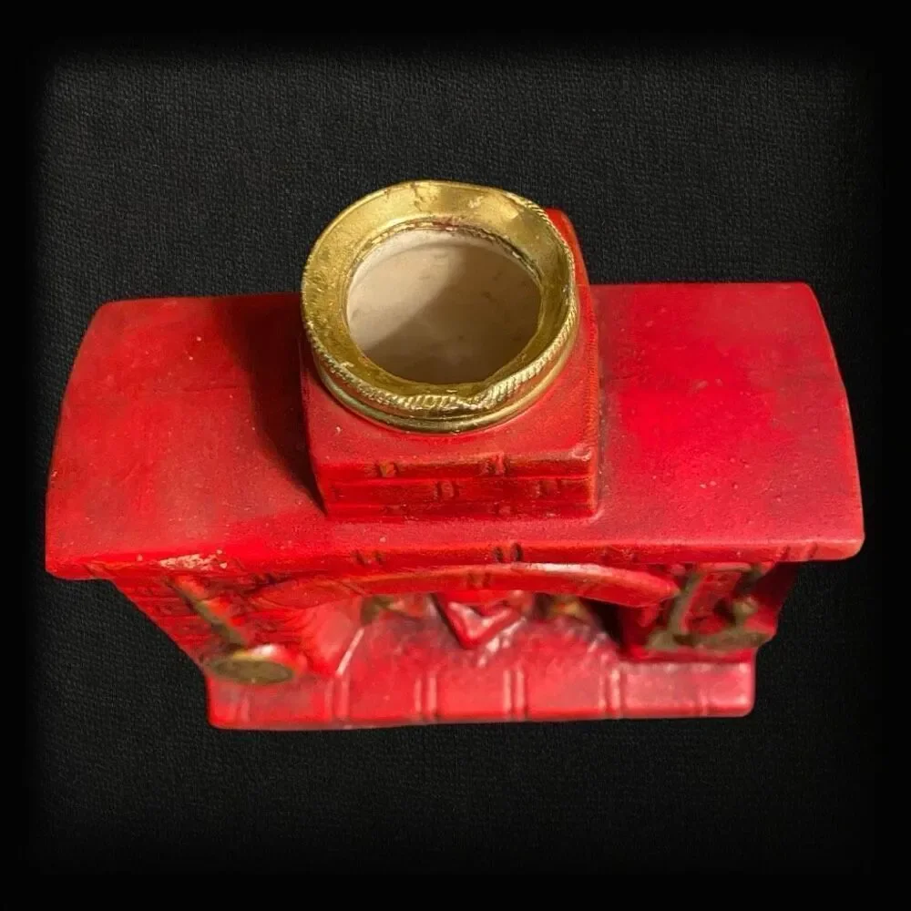 Vintage Red Fireplace Kerosene Lamp Base